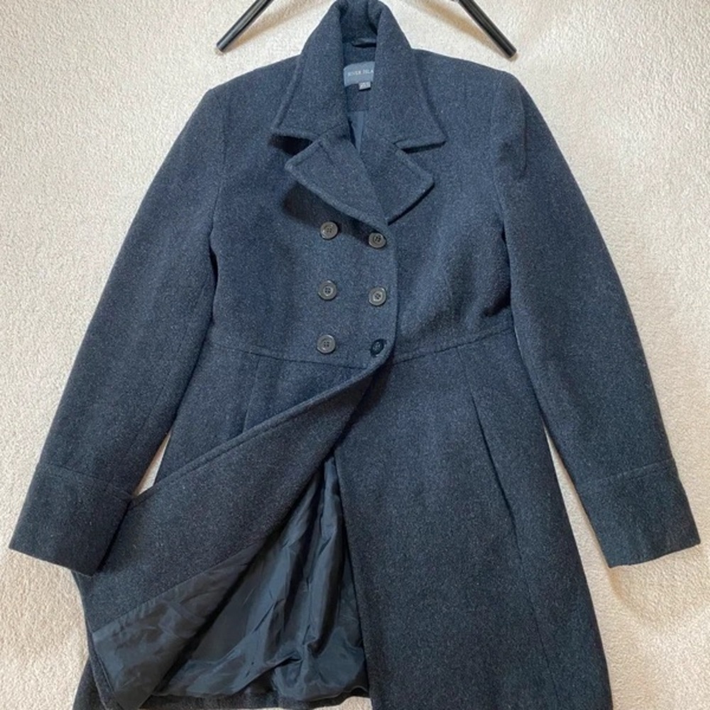 River Island Charcoal Double-Breasted Pea Coat